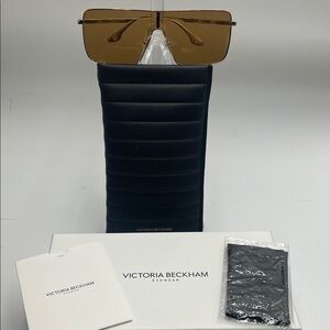 Victoria Beckham VB238S Oversized Shield Sunglasses Brown